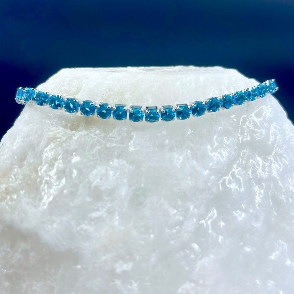 Sterling Silver Blue Tennis Bracelet